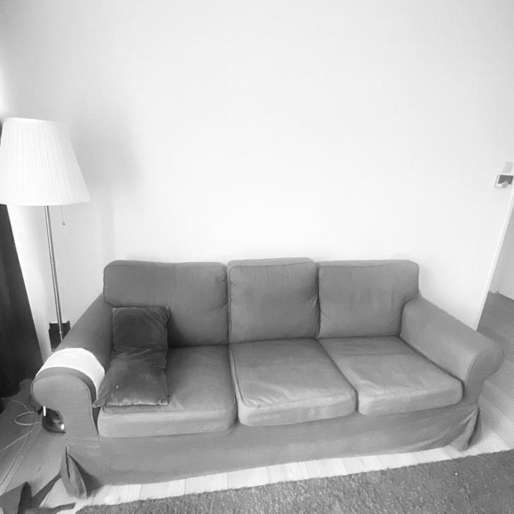 Mooie Ikea Ektorp 3-zits bank - Grijs, Huis en Inrichting, Banken | Bankstellen, Gebruikt, Rechte bank, Driepersoons, 200 tot 250 cm