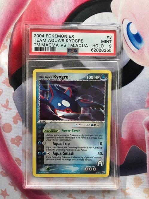 Pokemon Ex Team Aqua's Kyogre Holo T.Magma Vs.T.Aqua PSA 9, Hobby en Vrije tijd, Verzamelkaartspellen | Pokémon, Nieuw, Losse kaart