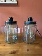 2 lampen in glazen weckpotten met schroefdeksel, Fabriek, Ophalen of Verzenden, Minder dan 50 cm, Glas