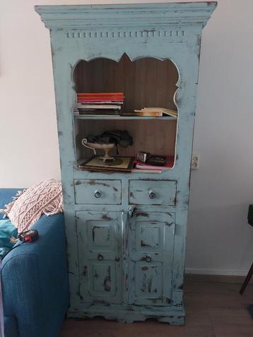 Vintage blauwe kast - 183x82x45 cm beschikbaar voor biedingen