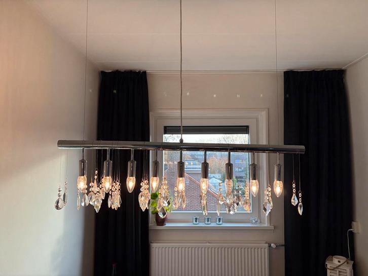 Elegante kristallen lamp, Huis en Inrichting, Lampen | Kroonluchters, Gebruikt, Metaal, Ophalen