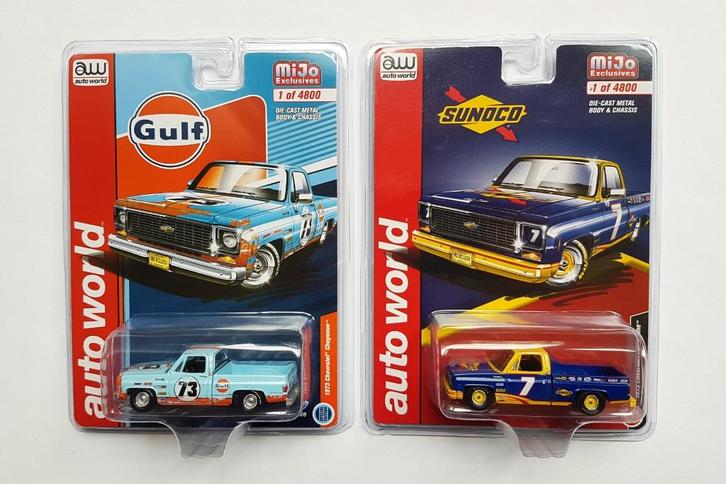 Auto World 1973 Chevrolet Cheyenne Gulf Sunoco MiJo Exclusiv, Hobby en Vrije tijd, Modelauto's | Overige schalen, Nieuw, Auto