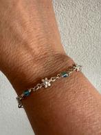 S286/GHA Zweden subtiele blauwe bloemen armband, Gebruikt, Verzenden, X, Zilver