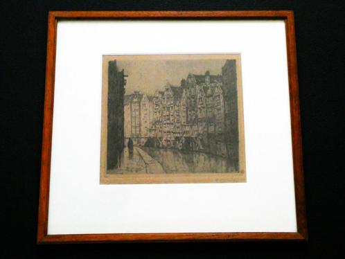 Oudezijds Achterburgwal Anton Pieck Amsterdam 1917 ets, Antiek en Kunst, Kunst | Etsen en Gravures, Ophalen of Verzenden