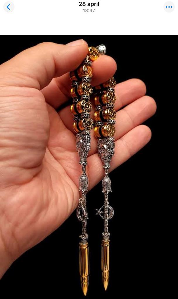 Hakiki Gümüş Kurşunlu Zaza tesbih rosary misbah, Sieraden, Tassen en Uiterlijk, Antieke sieraden, Zilver, Ophalen of Verzenden