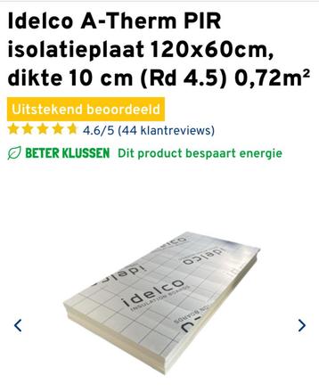 Idelco A-Therm PIR Isolatieplaat 120x60cm beschikbaar voor biedingen