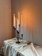 Preloved zwart bronskleurig metalen 7 armige kandelaar h44cm, Huis en Inrichting, Woonaccessoires | Kandelaars en Kaarsen, 25 tot 50 cm