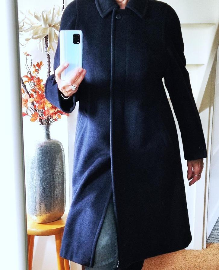 Donkerblauwe LAMSWOLLEN/CASHMERE mantel SALKO – valt als 40, Kleding | Dames, Jassen | Winter, Zo goed als nieuw, Maat 38/40 (M)