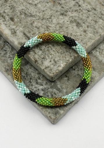 Glaskralen armband - blauw, goud en meerkleurig - RB139 beschikbaar voor biedingen