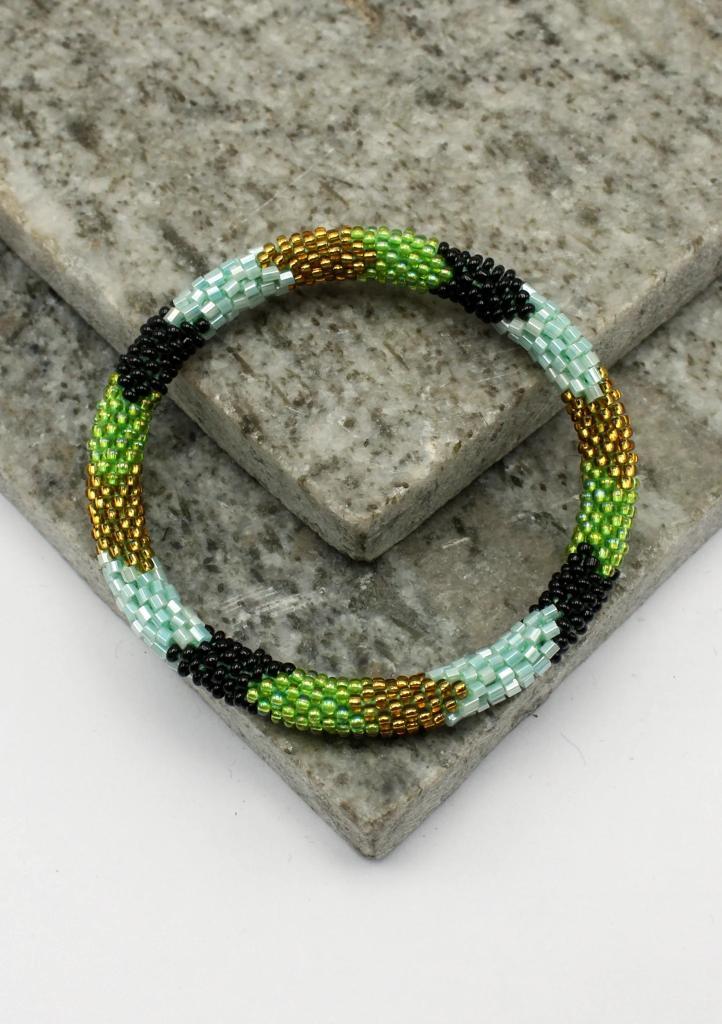 Glaskralen armband - blauw, goud en meerkleurig - RB139, Sieraden, Tassen en Uiterlijk, Armbanden, Nieuw, Overige materialen, Overige kleuren