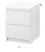IKEA 2 witte MALM nachtkastjes, Huis en Inrichting, Slaapkamer | Nachtkastjes, Ophalen, Gebruikt, Hout, Minder dan 45 cm