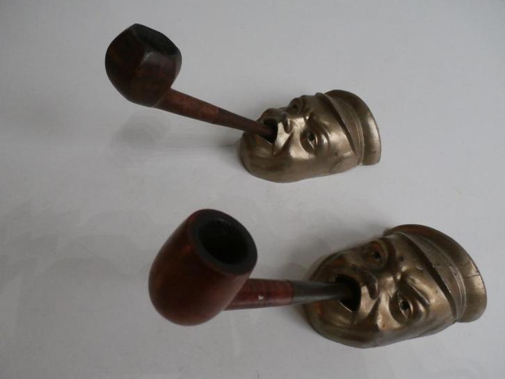 pijp antieke pijphouder hoofd 1925 wanddecoratie DRGM, Verzamelen, Rookartikelen, Aanstekers en Luciferdoosjes, Zo goed als nieuw