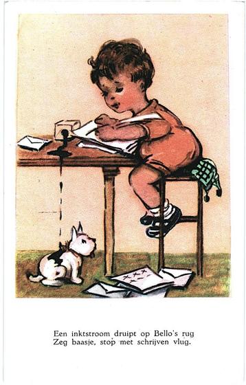 806212	vintage	Kinderkaart	Hondje	Jongen	Nette oude kaart on beschikbaar voor biedingen