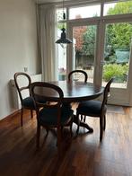 Klassieke Eethoek met Ronde Tafel (uitschuifbaar)& Stoelen, Huis en Inrichting, Complete eetkamers, Ophalen, Gebruikt, 4 tot 6 stoelen