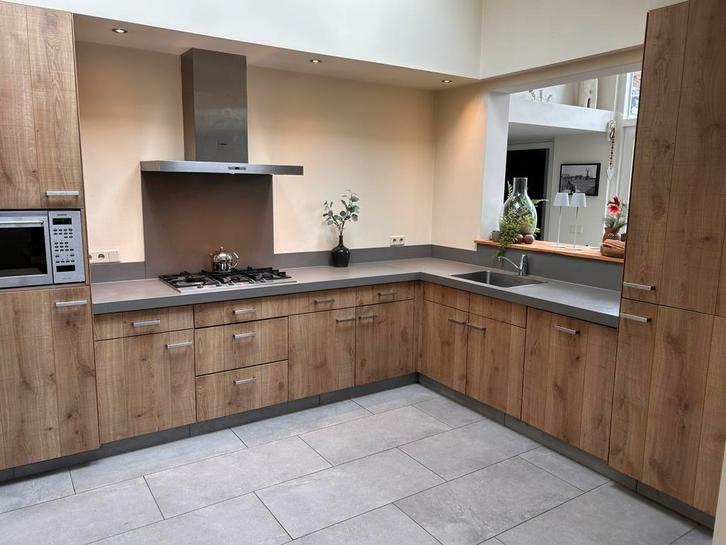 Composite keukenblad grijs, Huis en Inrichting, Keuken | Complete keukens, Zo goed als nieuw, Enkelwandige keuken, Grijs, Composiet