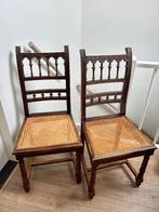 6 antieke houten stoelen rond 1880, Henri II, rieten zitting, Antiek en Kunst, Ophalen
