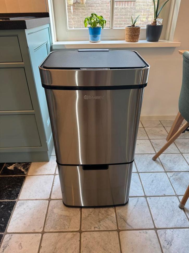 Homra Nexo Afvalemmer RVS 72 Liter (48+12+12 Liter), Huis en Inrichting, Woonaccessoires | Prullenbakken, Gebruikt, Rvs, 75 cm of meer