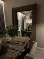 Driftwoord railway teak houten spiegel spoorbielzen oud hout, Ophalen of Verzenden, Zo goed als nieuw, Rechthoekig, Minder dan 100 cm