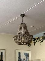 Kralen hanglamp, kroonluchter, hout en metaal, Nijhof, Huis en Inrichting, Lampen | Hanglampen, Ophalen, Gebruikt, Hout, Minder dan 50 cm