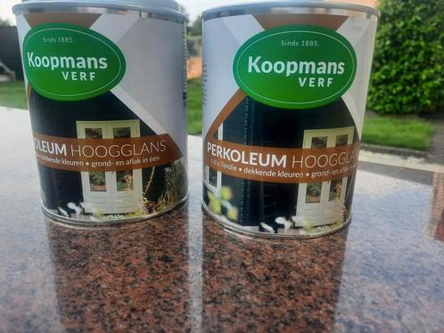TWEE VOLLE NIEUWE BLIKKEN PERKOLEUM ZAANS GROEN, Doe-het-zelf en Verbouw, Verf, Beits en Lak, Zo goed als nieuw, Verf, Minder dan 5 liter