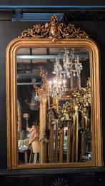 Antieke bladgouden schouwspiegel/ schouwspiegel.., Ophalen of Verzenden, Rechthoekig, Minder dan 50 cm