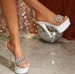 15cm Hoge hakken Wit met stenen Maat 39, Kleding | Dames, Schoenen, Verzenden, Zo goed als nieuw, Wit