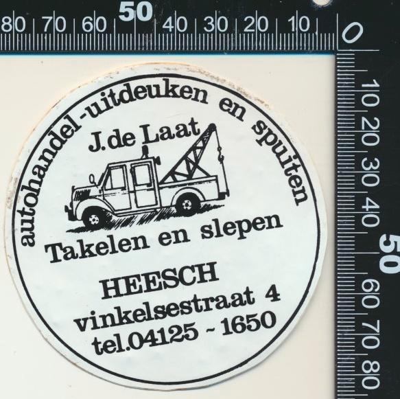 Sticker: De Laat Autohandel Uitdeuken en Spuiten - Heesch, Verzamelen, Stickers, Zo goed als nieuw, Bedrijf of Vereniging, Ophalen of Verzenden