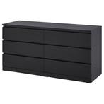 MALM Ladekast met 6 lades, zwartbruin, 160x78 cm, Ophalen, 5 laden of meer, 50 tot 100 cm, Zo goed als nieuw