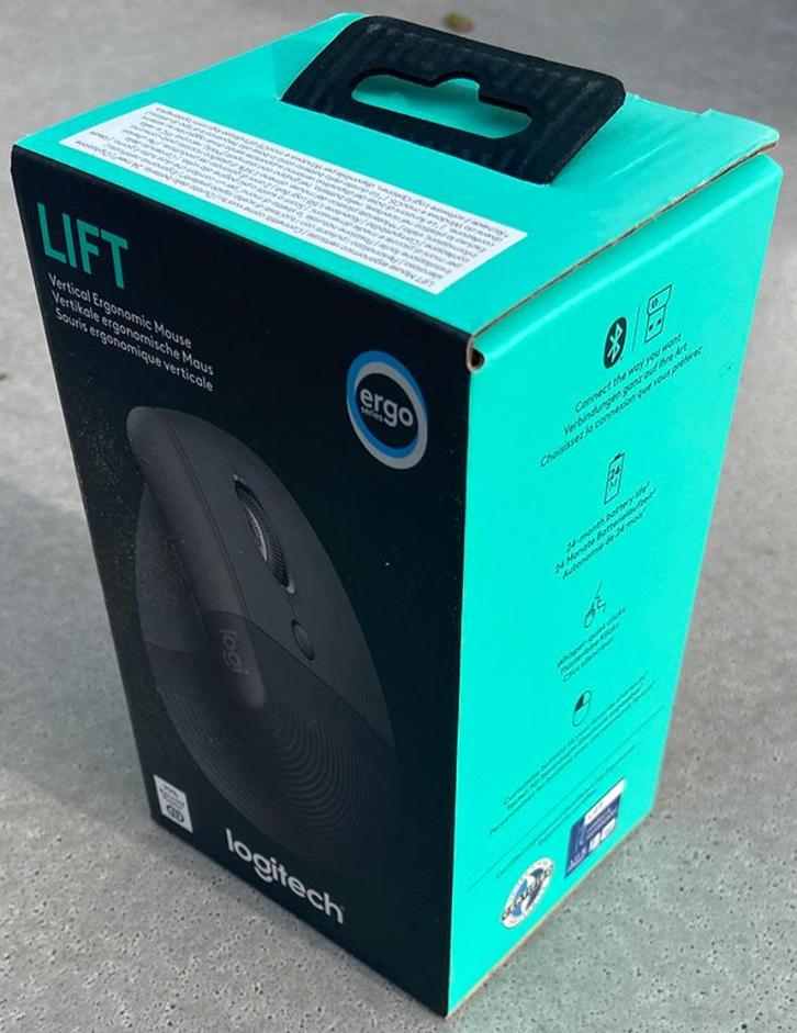 Logitech Lift, Verticale Ergonomische Muis, Grafiet, Computers en Software, Muizen, Nieuw, Muis, Rechtshandig, Draadloos, Ergonomisch