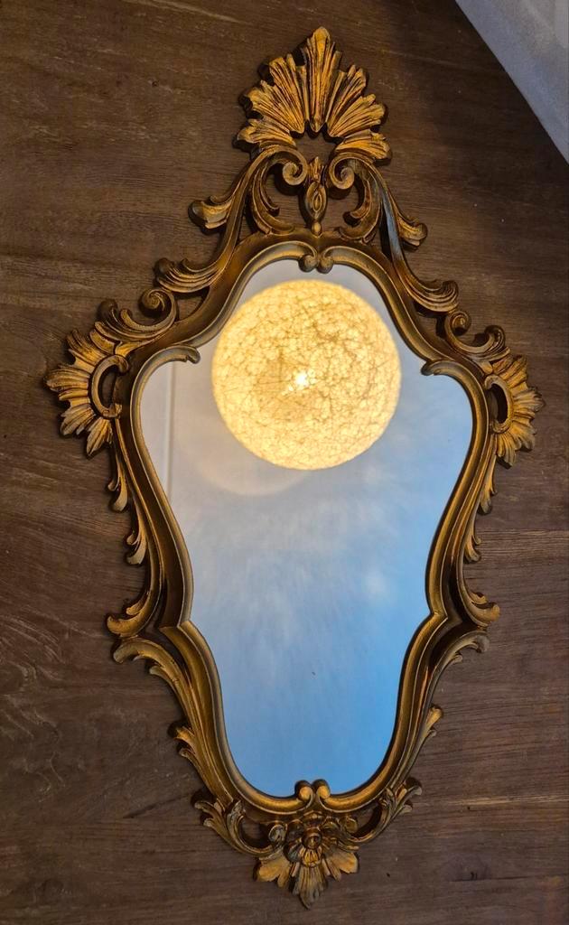 Sierlijke vintage Depose Italy spiegel, barok, Antiek en Kunst, Antiek | Spiegels, Minder dan 50 cm, Rechthoekig, Ophalen