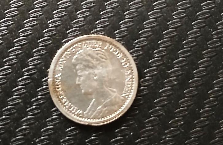 Zilveren kwartje.  Bodemvondst  1917, Postzegels en Munten, Munten | Nederland, 25 cent, Koningin Wilhelmina, Ophalen of Verzenden