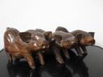 3 mooie varken beeldjes uit coromandel hout gesneden 17/9cm, Antiek en Kunst, Ophalen of Verzenden