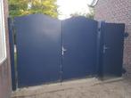 metalen toegangs poort met looppoort., Ophalen, Gebruikt, IJzer, 200 cm of meer
