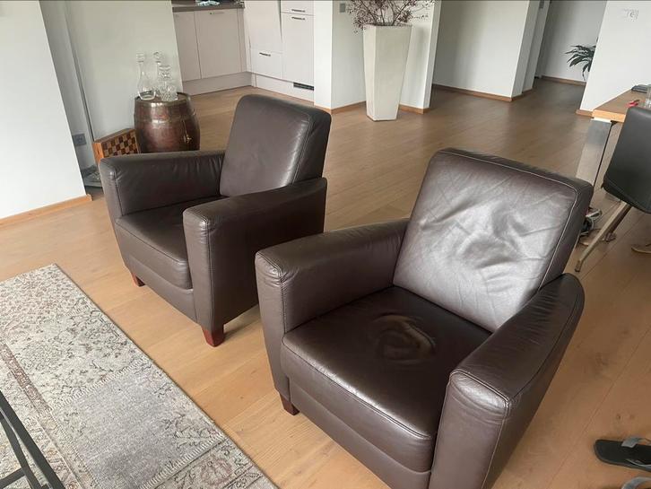 Leren fauteuiles, Huis en Inrichting, Fauteuils, Zo goed als nieuw, 50 tot 75 cm, 75 tot 100 cm, Ophalen