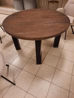 Ronde Houten Eettafel met Zwarte Poten, Tuin en Terras, Ophalen, Gebruikt, Rond, Hout