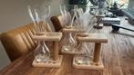 Kwak glazen met houten houder (3 stuks), Huis en Inrichting, Ophalen of Verzenden, Gebruikt, Hout, Los bestek