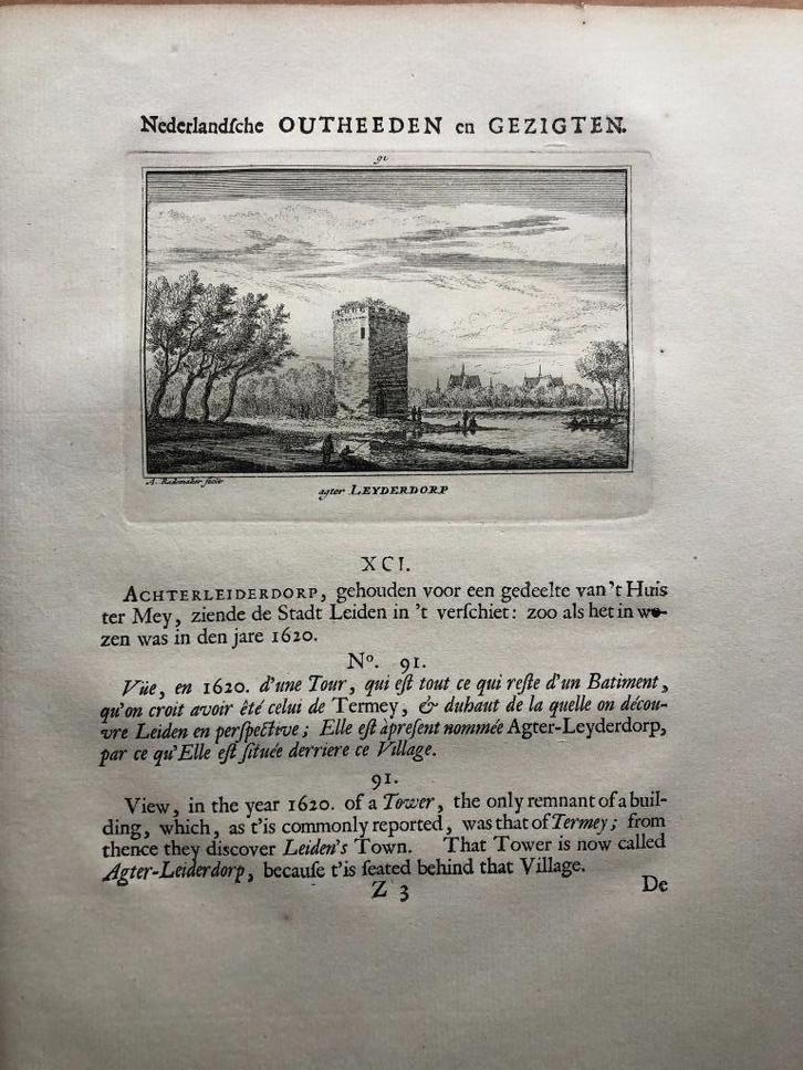 091 / Leiderdorp Kopergravure 1731, Antiek en Kunst, Kunst | Etsen en Gravures, Ophalen of Verzenden