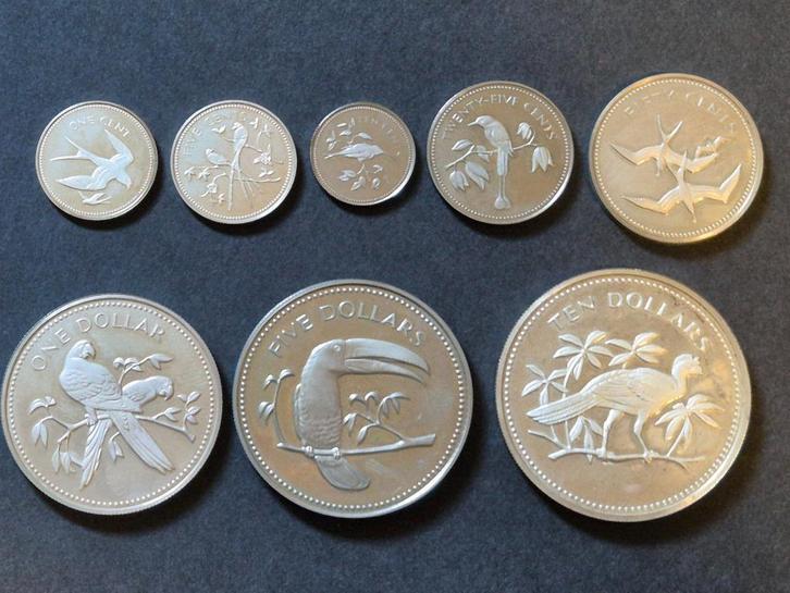 Belize 1974 Jaarset "Avifauna Great Birds" Compleet Zilver, Postzegels en Munten, Munten en Bankbiljetten | Verzamelingen, Munten