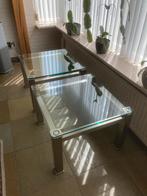 RvS Bijzettafeltjes - Nieuwstaat - 60x60x40cm, Huis en Inrichting, Tafels | Bijzettafels, Minder dan 45 cm, Metaal of Aluminium