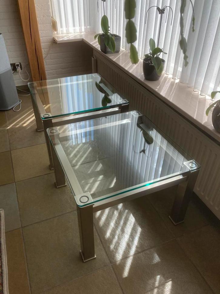 RvS Bijzettafeltjes - Nieuwstaat - 60x60x40cm, Huis en Inrichting, Tafels | Bijzettafels, Nieuw, Vierkant, Minder dan 45 cm, 55 tot 75 cm