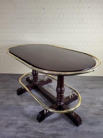 Pokertafel, statafel, bartafel, mahonie met messing beschikbaar voor biedingen