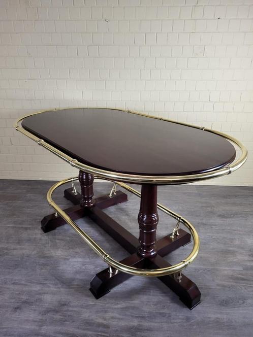 Pokertafel, statafel, bartafel, mahonie met messing, Huis en Inrichting, Tafels | Statafels, Nieuw, Ophalen of Verzenden