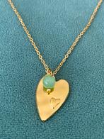 Green heart ketting hart goudkleurig rvs, Ophalen of Verzenden, Nieuw, Goud, Overige materialen