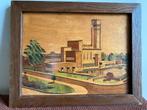 Marqueterie ingelegd houtwerk Raadhuis Hilversum, Antiek en Kunst, Kunst | Schilderijen | Klassiek, Ophalen of Verzenden