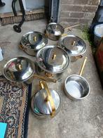 Pannenset Goud, Huis en Inrichting, Keuken | Potten en Pannen, Ophalen of Verzenden, Zo goed als nieuw, Rvs, Pannenset
