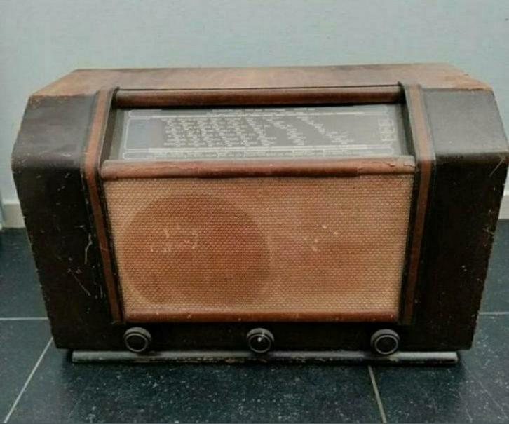 Radio,Philips,789A,buizenradio,1941,houten omlijsting,3 band, Antiek en Kunst, Antiek | Tv's en Audio, Ophalen of Verzenden