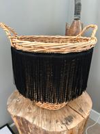 Rieten mand met zwarte franje NIEUW, Ophalen of Verzenden, Nieuw, Rond, Riet