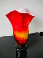 Italië Tafellamp Glas Luchtbel Rood Geel Oranje Zwart Murano, Huis en Inrichting, Minder dan 50 cm, Glas, Ophalen of Verzenden