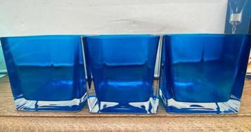 3 turquoise bakken met heldere Overlay, 10x 9,8x9,5 cm beschikbaar voor biedingen