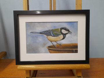 OPRUIMING koolmees 216 - origineel cadeau - vogelschilderij beschikbaar voor biedingen